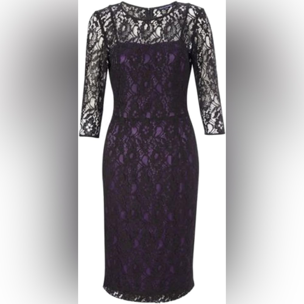 French Connection Lace Acai Berry Black Dress New